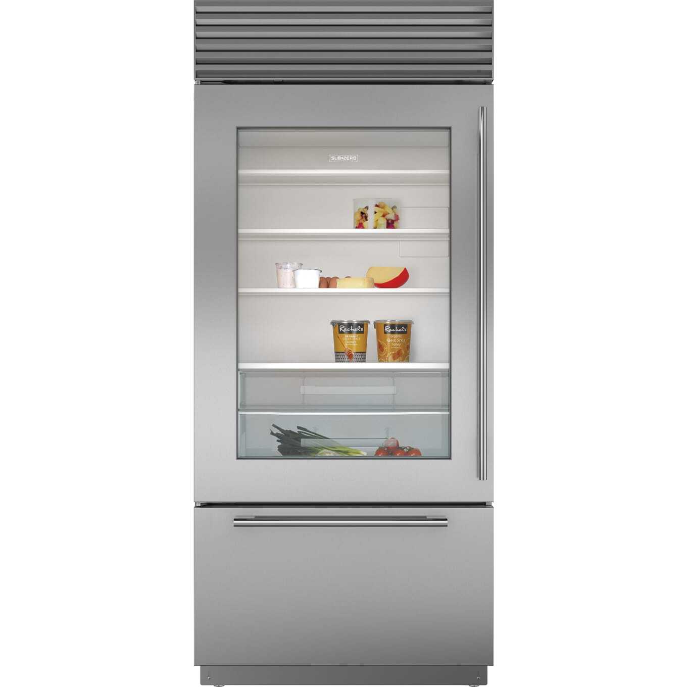 36 Inch Wide 21 Cu. Ft. Bottom Mount Refrigerator with Left Handed Door and Professional Style Handles