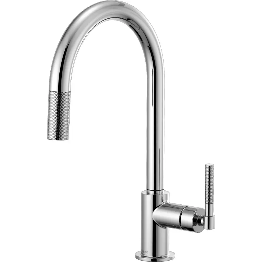 Litze Single Handle Arc Spout Pull Down Kitchen Faucet with Knurled Handle