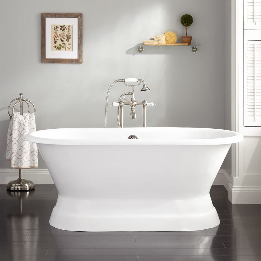 Henley 60" Cast Iron Double-Ended Pedestal Tub with Rolled Rim