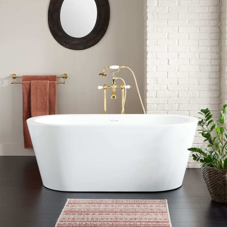Leith 61" Acrylic Soaking Tub with Integrated Overflow and Drain