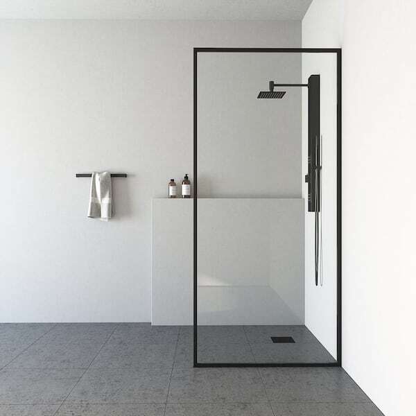 Meridian Fixed Frame Shower Screen in Matte Black with Clear Glass