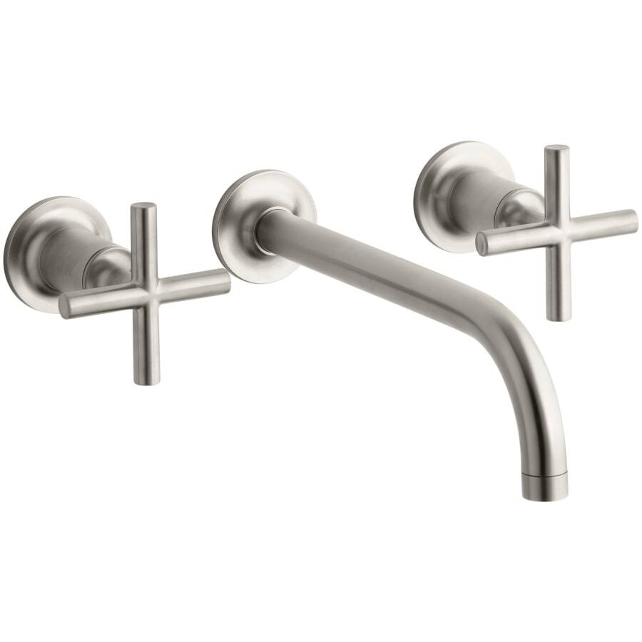 Purist 1.2 GPM Wall Mounted Widespread Bathroom Faucet, Cross Handle