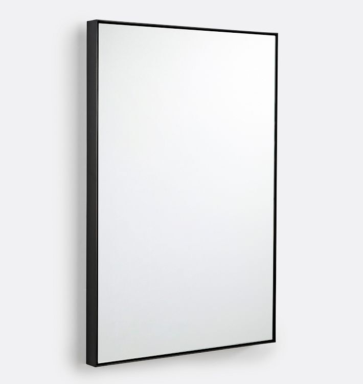 Rectangle Floating Metal Framed Mirror, 24"W X 36"H