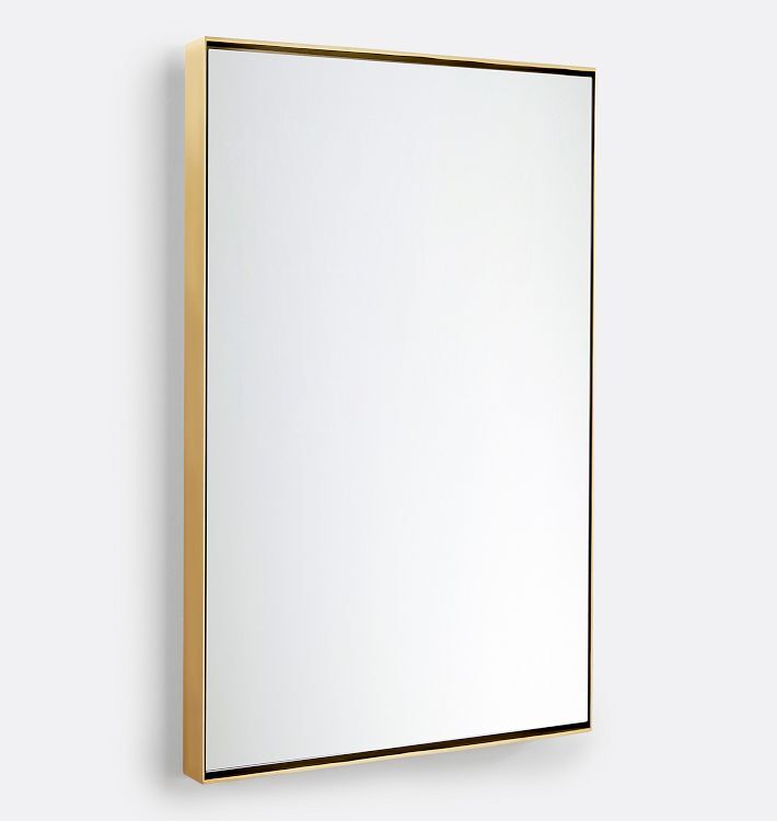Rectangle Floating Metal Framed Mirror, 24"W X 36"H