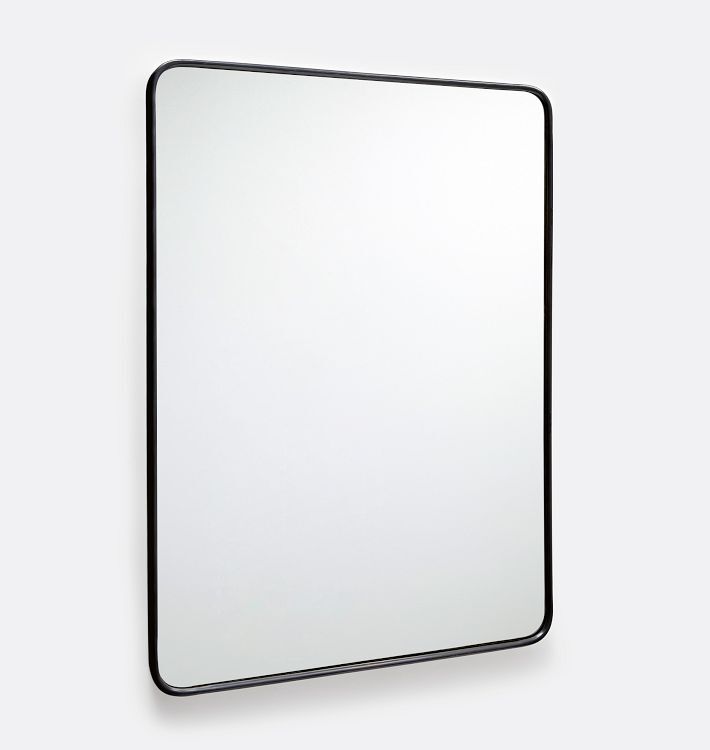 Rounded Rectangle Metal Framed Mirror, 30"H X 20"W