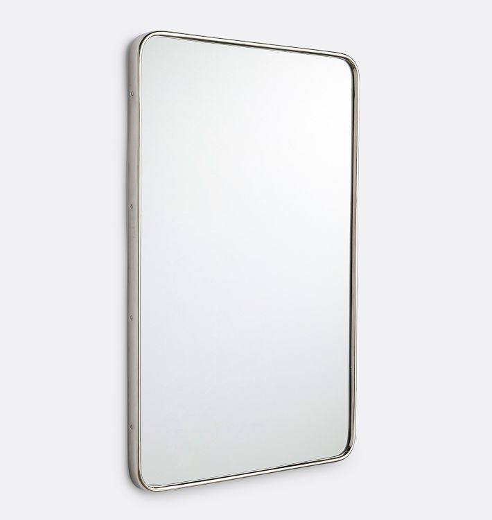 Rounded Rectangle Metal Framed Mirror, 36"H X 24"W
